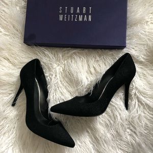 Stuart Weitzman black goose bump heels